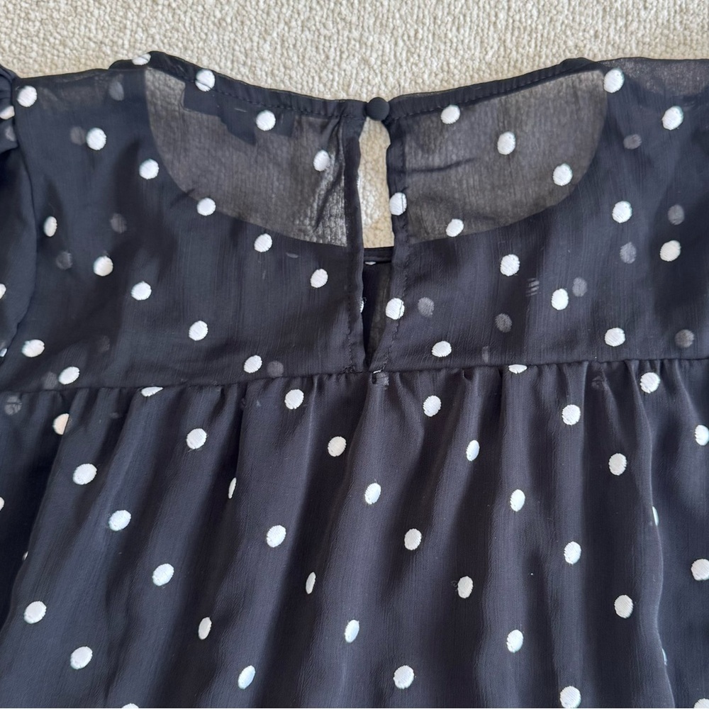 Blu Pepper Black Polka Dot Tiered Babydoll Dress – Size Small - Picture 5 of 7